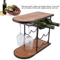 Minghou factory sale wooden and metal wine bottle holder racks 6 bottle rack